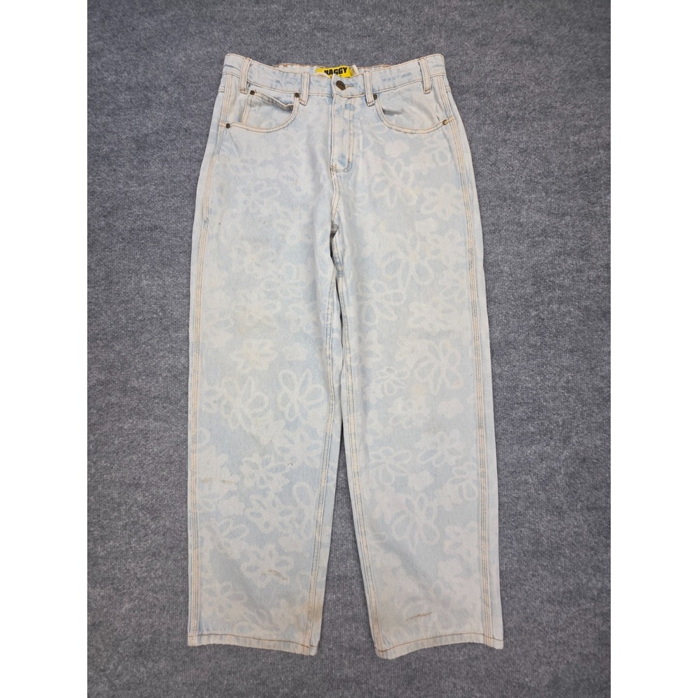 Butter Goods Baggy Jeans Adult 30 (FITS 30 x 28) Floral AOP Drawstring *Stains
